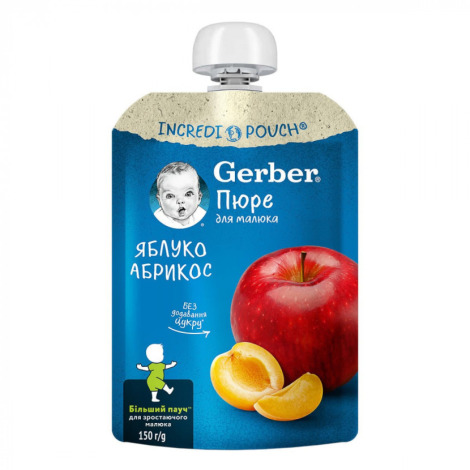ГЕРБЕР пауч-пюре яблуко/абрикос 150гр