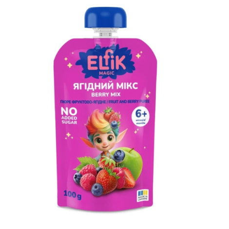Ельфік пюре-пауч ягідний мікс 100г з 6 місяців