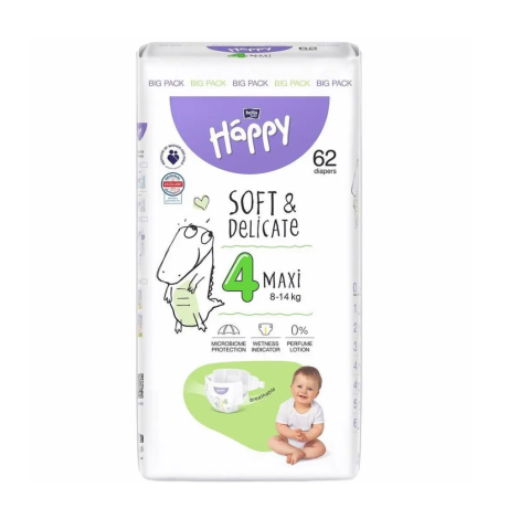 Підгузник "Happy Soft" №4  (8-14кг) 62шт