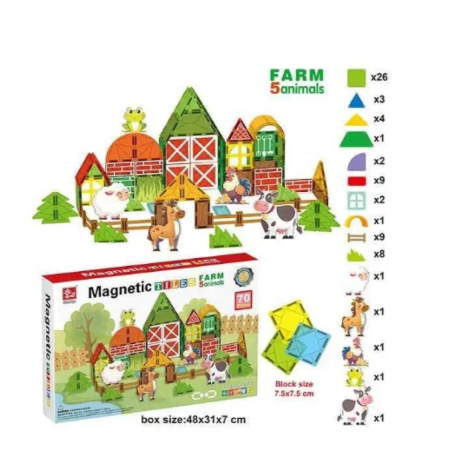 Конструктор магнітний 66003-4SQ Ферма 70деталей