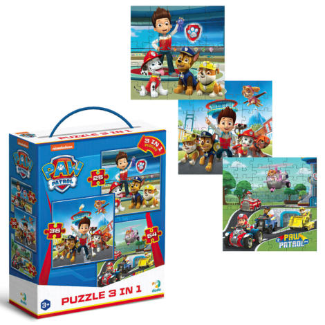 Пазл 3в1 "Paw Patrol. Готові до роботи" 200579 25ел.+36ел.+54ел.