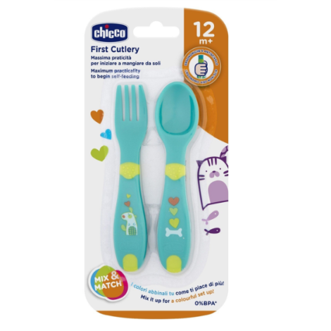 Чікко набір ложка і виделка "First Cutlery" від 12місяців 16101.30 бірюза