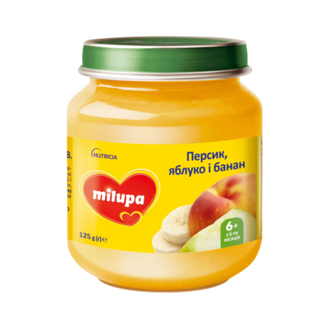 Пюре "Milupa" Яблуко,Банан,Персик 125г з 6 місяців