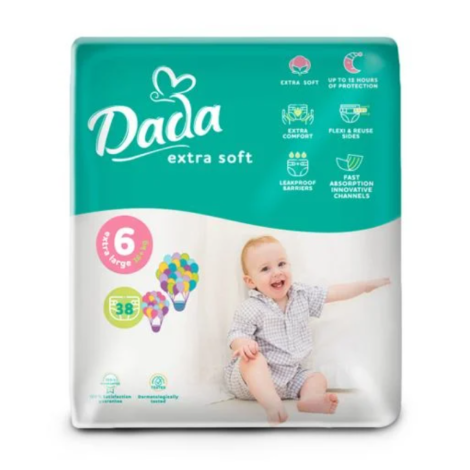 Дада Екстра Софт  Підгузники дитячі 6 (16+кг) 38шт/уп Junior