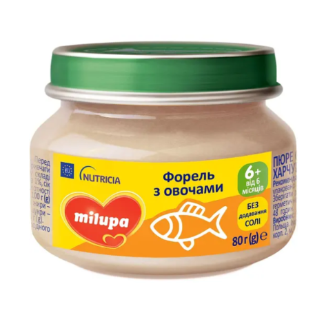 Пюре "Milupa" Форель з овочами 80г  з 6 міс.