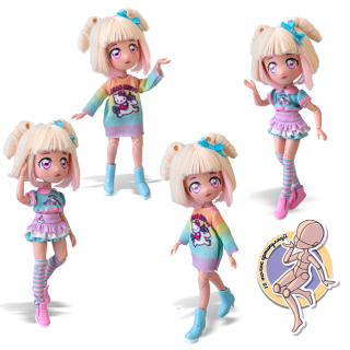 Лялька "Manga Dolls Hello Kitty" HKTF2000 Стильна Цукерочка-Єдиноріг